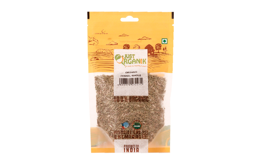 Just Organik Organic Fennel Whole   Pack  100 grams